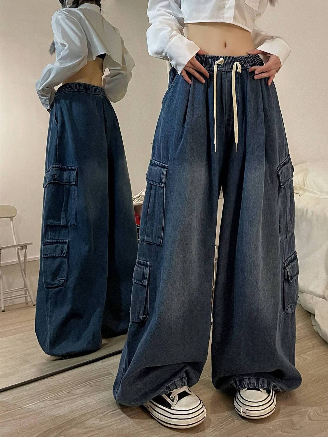 Wide Leg Slim Fit Ladies Jeans