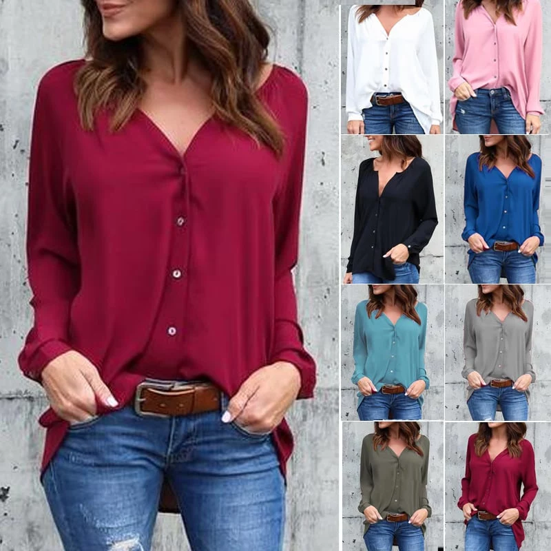 Women's V-Neck Chiffon Blouse