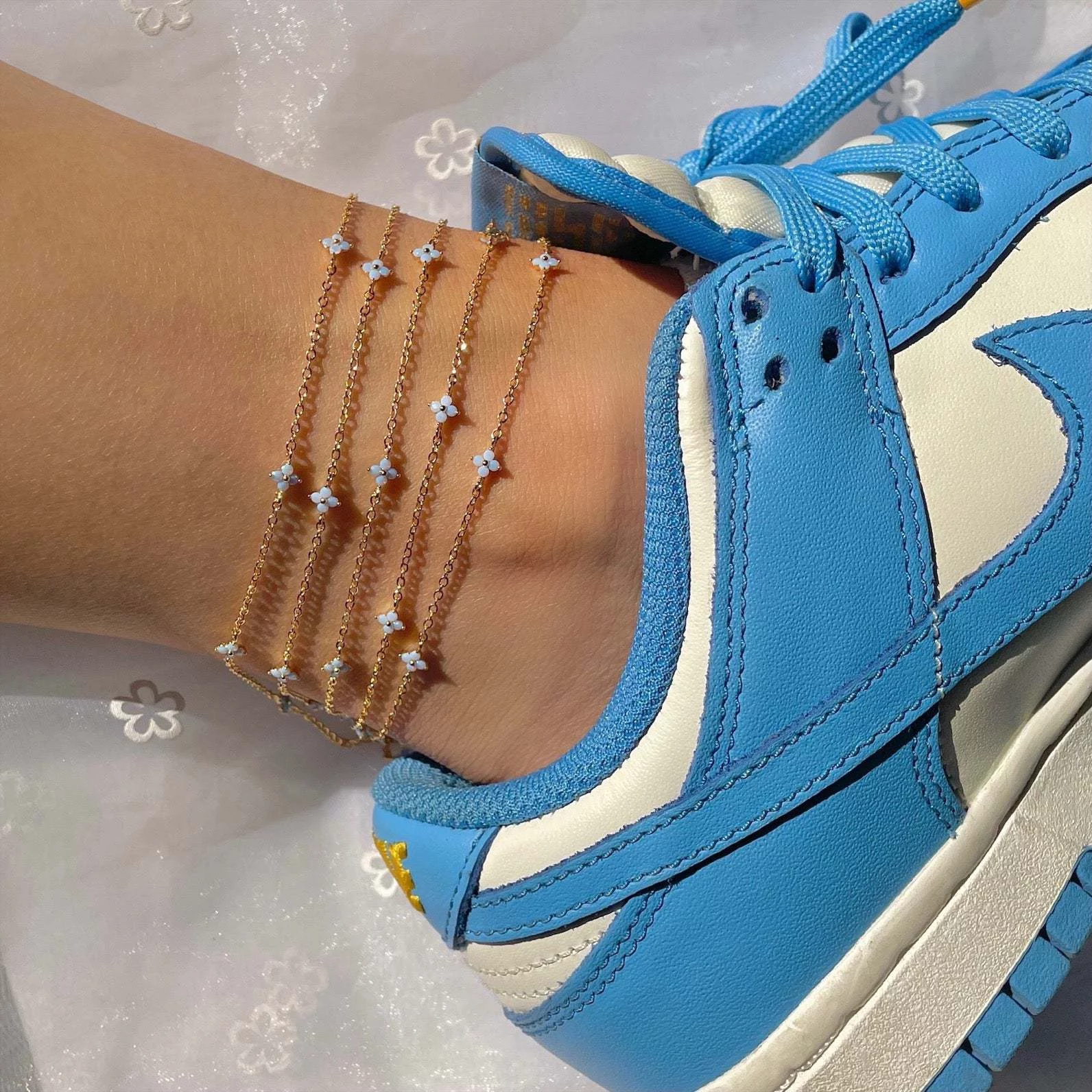 Blue Flower Summer Beach Anklet