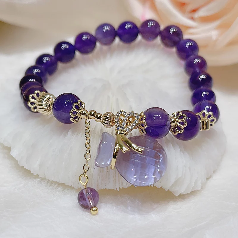 Beaded Amethyst Charm Bracelet